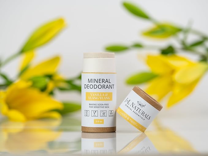 J&L Naturals Mineral Deodorant | Baking Soda-Free, 100% Natural, Sustainable | Sensitive Deodorant For Women & Men | Aluminum Free, Vegan, Cruelty-Free (Vanilla & Ylang Ylang, 3 Oz (Pack of 1))