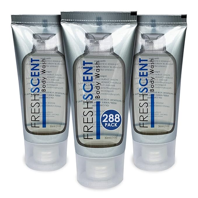 Freshscent Body Wash 1oz (288 Pack) Hotel Travel Size, Bulk Amenities and Toiletries for Hospitality