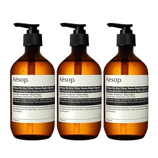 Aesop A Rose By Any Other Name Body Cleanser | Gentle Shower Gel with Rose Petal Essential Oil Blend to Soften & Hydrate Skin | 500 mL / 16.9 oz (Pack of 3)