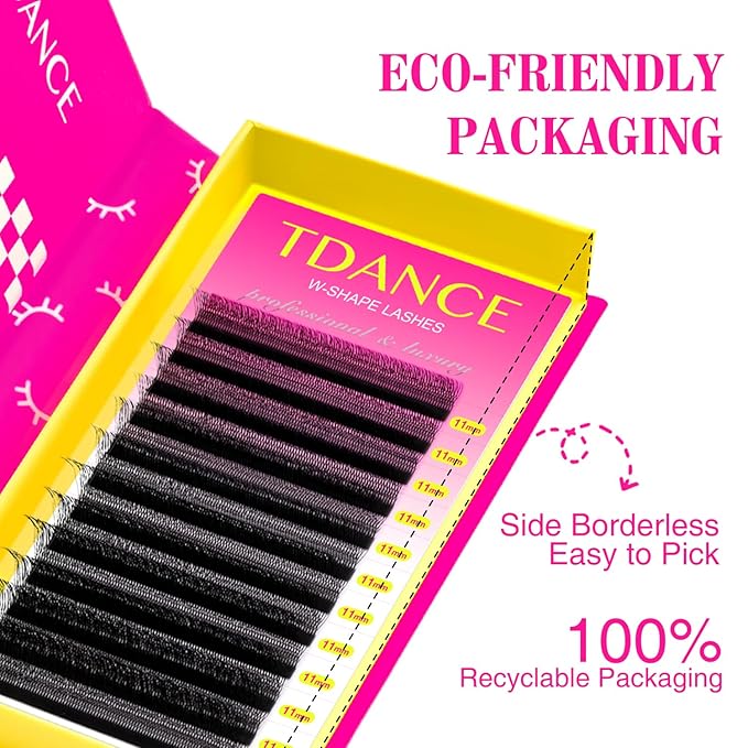TDANCE U Lash Extensions 2D 3D 4D 5D UU Lash Fans Eyelash Extension U Shaped Natural Volume Lashes Extension Soft Matte Black Lashes(UU-2D-0.07-D,8-15mm)