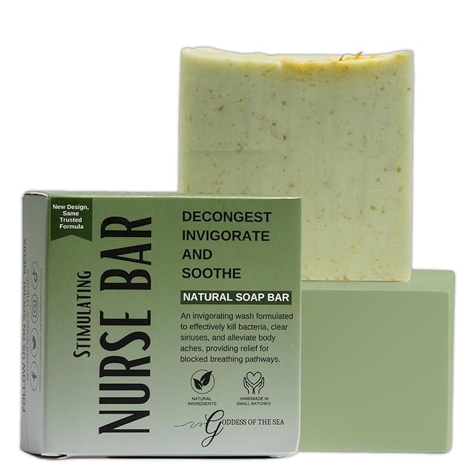 Nurse Bar – Herbal Soap for Sinus, Cold, Flu & Allergy Comfort | Eucalyptus, Peppermint & Moringa | Natural, Soothing, Handcrafted Body Bar