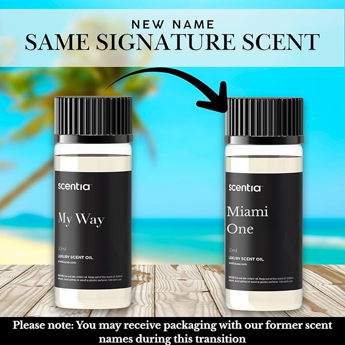 Scentia Miami One Luxury Diffuser Oil Inspired by The 1 Hotel Miami Beach- 50 ml 1.69 fl oz - Essential Oil Blend Sandalwood, Cedar & Lemon Notes for Aromatherapy Diffusers Humidifiers