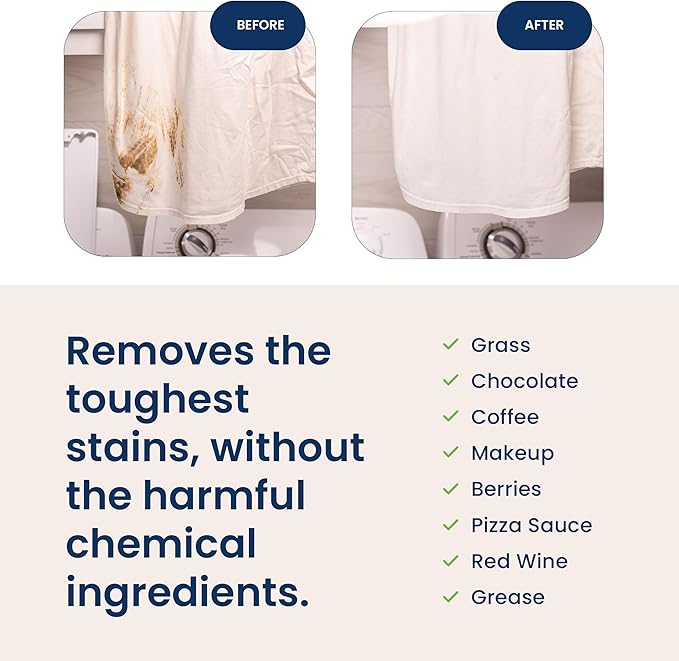 Truly Free Natural Laundry Detergent for Sensitive Skin | Eco Friendly, Plant Based, Baby Clothes Safe | Clean & Easy Powder to Liquid, 1 Pack Detergent + 1 Refillable Jug | Unscented, 150 Loads