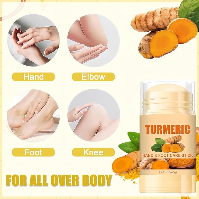 Turmeric Foot Cream, Hydrating & Softening Hand and Foot Cream Balm Stick, Hand and Foot Cracked Heel Stick Moisturizer, Heel Cream for Women Men & Girls, Balm for Dry Elbows, 1.41 Oz 1Pc