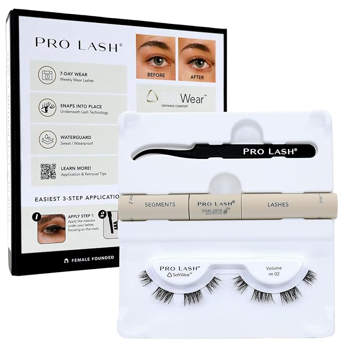 Pro Lash SoftWear Mini Lash Clusters Kit - Seamless, Lightweight Lashes - 7-Day Cluster Eyelash Extensions - False Eyelashes Plus Adhesive and Tweezers - Volume No. 02 Black