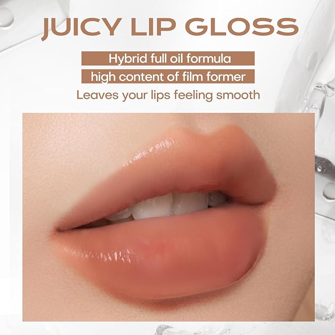 Mistine Lip Gloss Lip Oil Lip Plumber Non-sticky Tinted Lip Gloss for Women Infused with 1% Peptide Finish Lip Tint Hydrating Lip Stain Lightweight Feeling J01 Until Sunset 0.1 fl oz