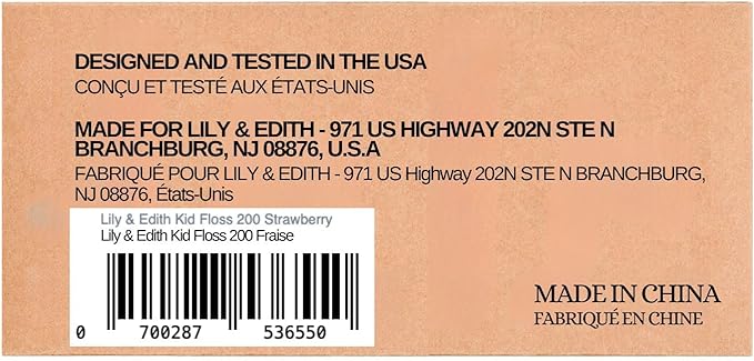 LILY & EDITH Kids Plant Based Dental Floss Picks 200 Counts, Fluoride Free, Corn Starch Material, Chemical Free, Fun Animal Flossing Sticks, Ultra Sturdy Thread, Zero Waste Package (Strawberry)
