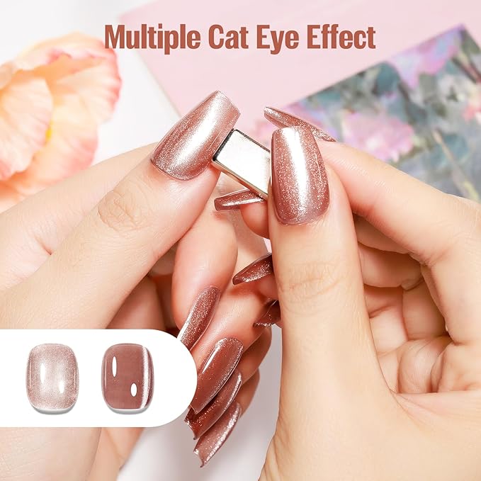 Magnetic Velvet Cat Eye Nail Polish 15ml - Quick Dry Air Polish Non-Gel Neutral Nude with Magnet - Salon Gloss DIY Home Manicure Kit