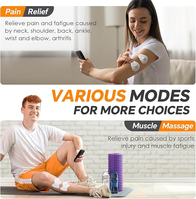 TENS Unit Muscle Stimulator 36 Modes, Rechargeable Dual Channel TENS Machine for Pain Relif Muscle Massager with 12 Premium Electrode Pads and Dust-Proof Storage Bag MH-1088