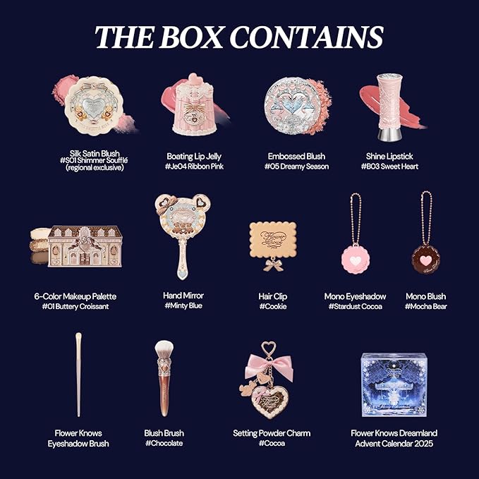 Flower Knows Jan-The Resurgence Vault Makeup Box Set,13-Piece Beauty Kit,Includes Make-up Palette,Lipsticks,Blush,Hair Clip,Mirror,Perfect Perfect New Year,Valentine,Make Up Gift for Women & Girls