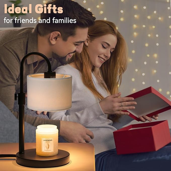Candle Warmer Lamp with Timer, Dimmable Candle Wax Warmer Candle Lamp Warmer with 2 Bulbs, House Warming Gifts Christmas Gifts for Women Bedroom Home Decor (White)