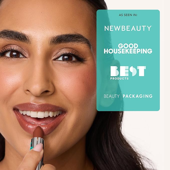 Thrive Causemetics Impact-FULL Smoothing Lipstick, Moisturizing Lip Makeup Essential with Vitamin E, Lightweight Creamy Lipstick for Women, Long Lasting, Vegan, Shade Brandy (Spice Brown)