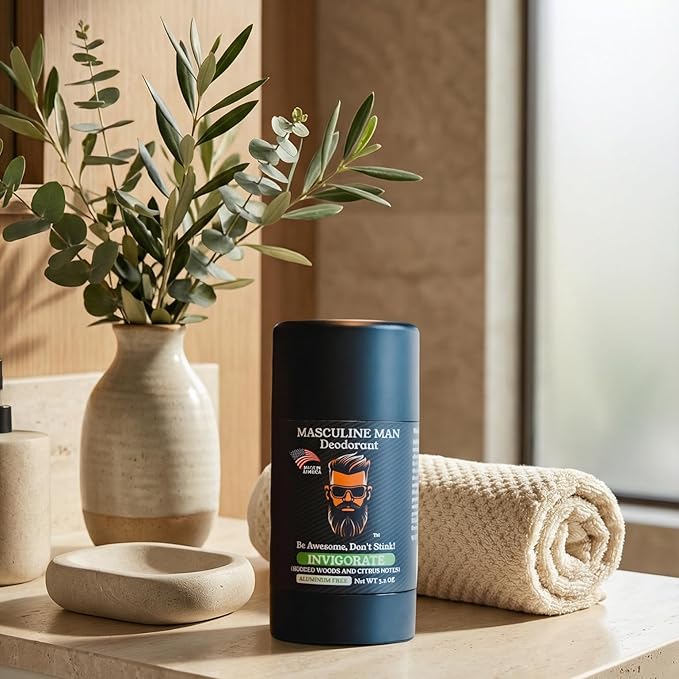 Deodorant for Men - Aluminum Free Mens Deodorant - Travel Size Natural Deodorants - Sweat Protection for Underarm, Stain-Free Stick Deodorants, Made in USA, 3.2oz (Pack of 2, Invigorate)