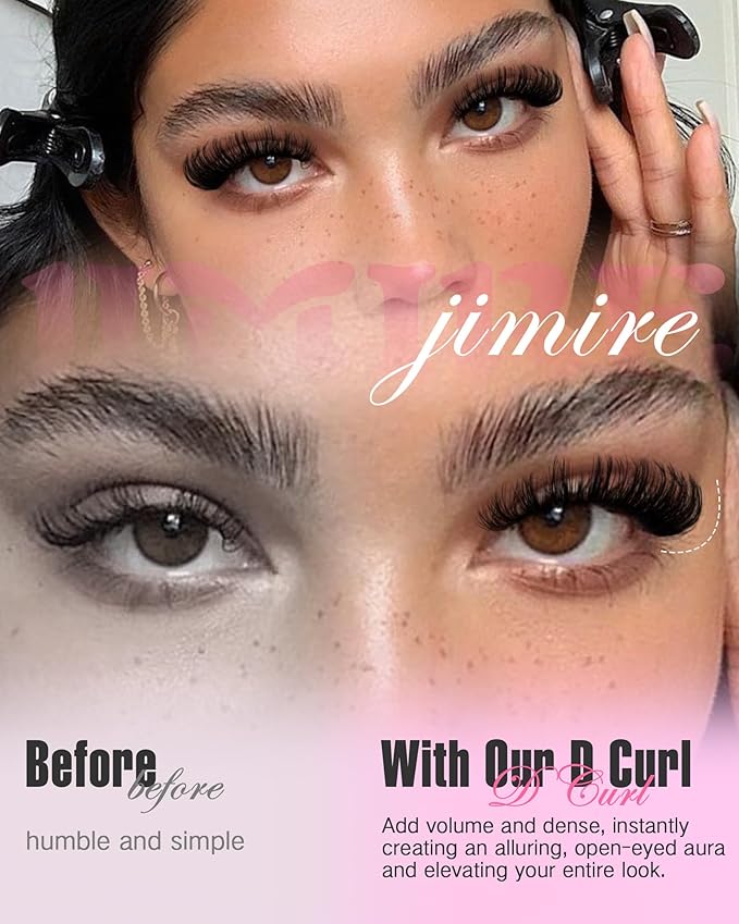 JIMIRE D Curl Faux Mink Lashes Fluffy Cat Eye 20MM Long Dramatic Mink Lashes Bulk Wispy Full Volume False Eyelashes 7 Pairs Pack