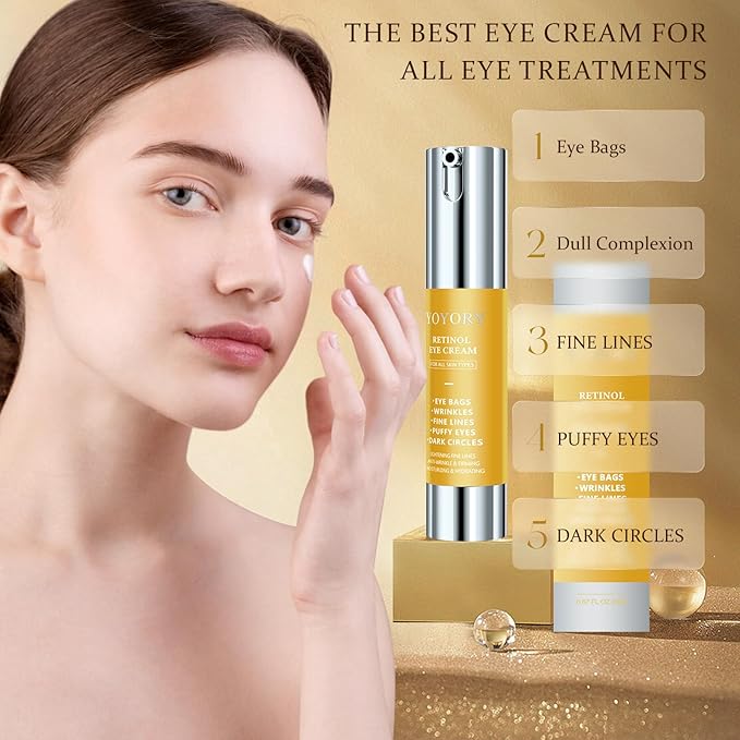 Retinol Under Eye Cream - Anti-Aging Eye Cream for Dark Circles and Puffiness, Eye Bags, Wrinkles Fine Lines Skin Care Treatment Hydrates & Lifts (20ml)