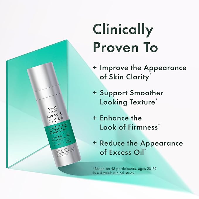 Rael Microcrystal Serum, Miracle Clear PM 5000 – Azelaic Acid and Cica PDRN Serum for Face, Pore Minimizer, Hydration, Korean Skin Care (1.08 fl oz)