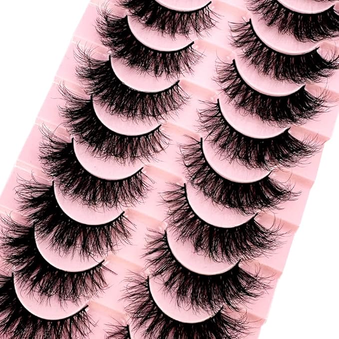 HBZGTLAD Soft Mink Eyelashes 3D Curl Winged End Eye Elongated Fake Lashes Thick Handmade Natural False Eyelash Messy Cross Lash Wholesale (WF24#)