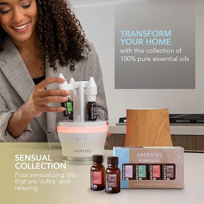 Sensual Essential Oil Kit – Patchouli, Ylang Ylang, Geranium, and Rhododendron Leaf – Organic & Wildcrafted – ISO Certified – No Synthetic Fillers – Ethically Sourced