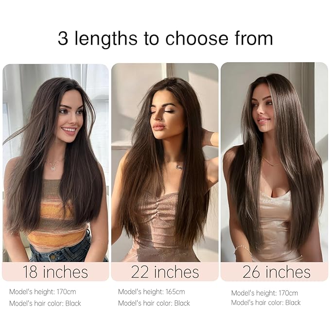 Clip in Hair Extensions Straight 26 Inch Long Invisible Synthetic Extension 5PCS Thick Fake Heat Resistant Clips on Hairpieces for Women Weddings Party Daily Use Golden Copper 8.1 Oz