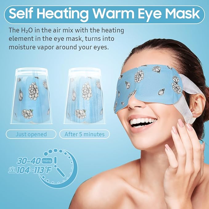 BeHoomi Steam Eye Mask, 10 Packs Heated Eye Mask, Self Heating Disposable SPA Warm Compress for Eyes Sleep Mask, Travel Essentials & Relaxation Gifts, Stocking Stuffers (Jasmine Scent)