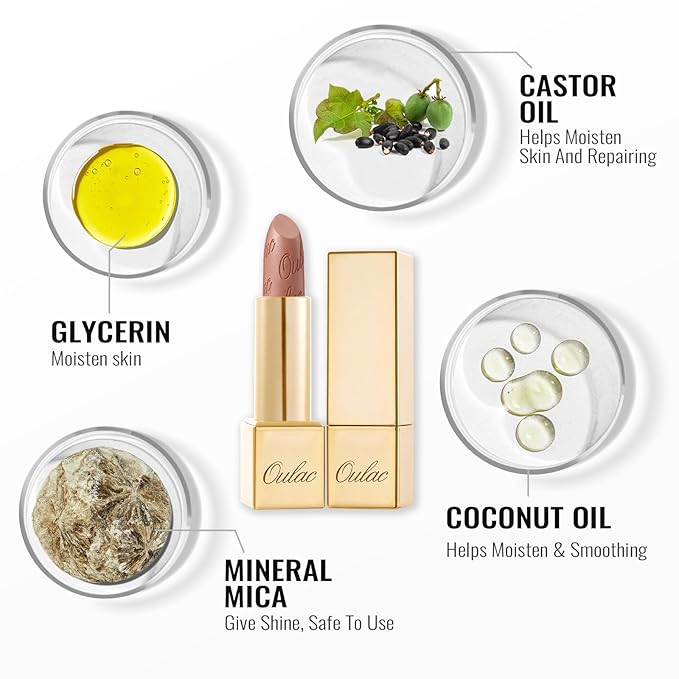 Oulac Pink Lipstick for Women with Metallic 3D Shine Lightweight Hydrating Formula, High Impact Lip Color, Vegan Beauty, Full Coverage Lip Makeup, Christmas Gifts for Women, Cosmopolis(01)
