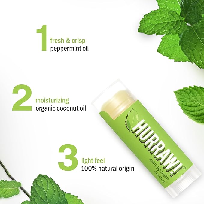 Hurraw! Mint Lip Balm, 3 Pack: Palm