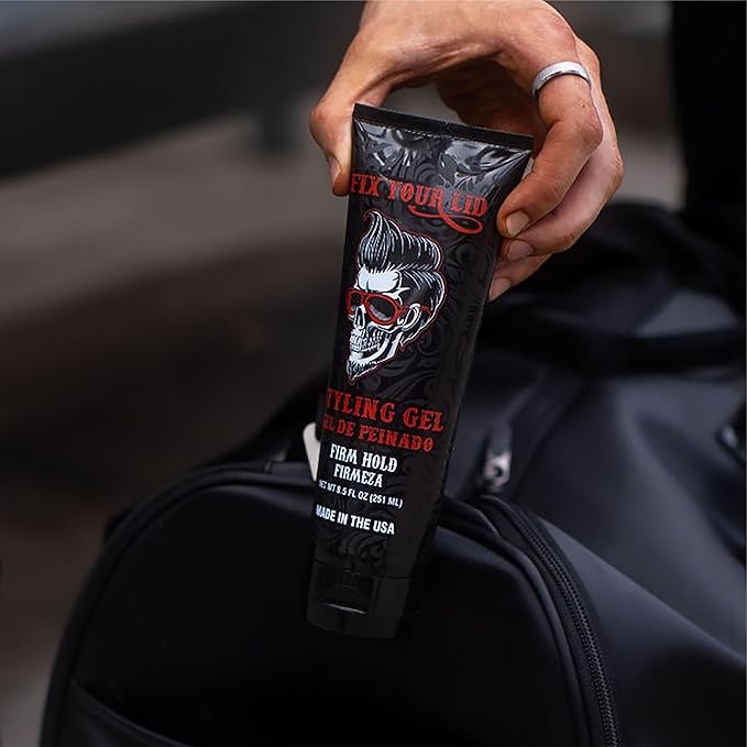 Fix Your Lid Styling Gel for Men's Hair - Firm Hold with Fuller Look - Strong Hold Gel for All Men's Hair Types & Styles - Easy To Wash Out - 8.5 Oz