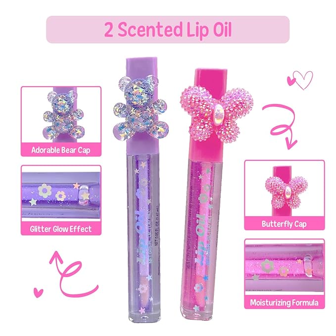 Hot Focus | Glossy Lips Gummy Bear Edition – Sweet Flavored Lip Glosses, Assorted Candy & Ice Cream Gloss Flavors, Non-Toxic Makeup for Kids & Teens