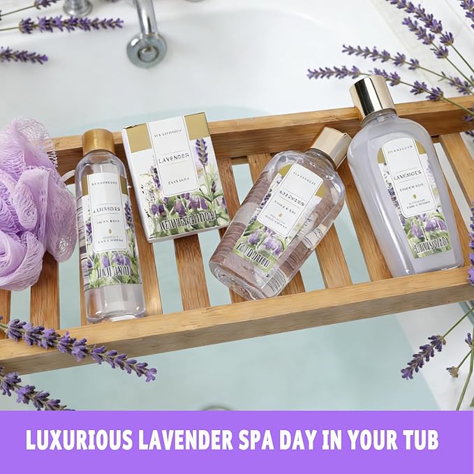 Spa Luxetique Bath Sets for Women Gifts - 10 Pcs Lavender Spa Kit, Self Care Kit for Her, Birthday, Mother's Day, Anniversary, Holiday, Valentine's Day Gifts for Her, Mother, Girlfriends, Wife