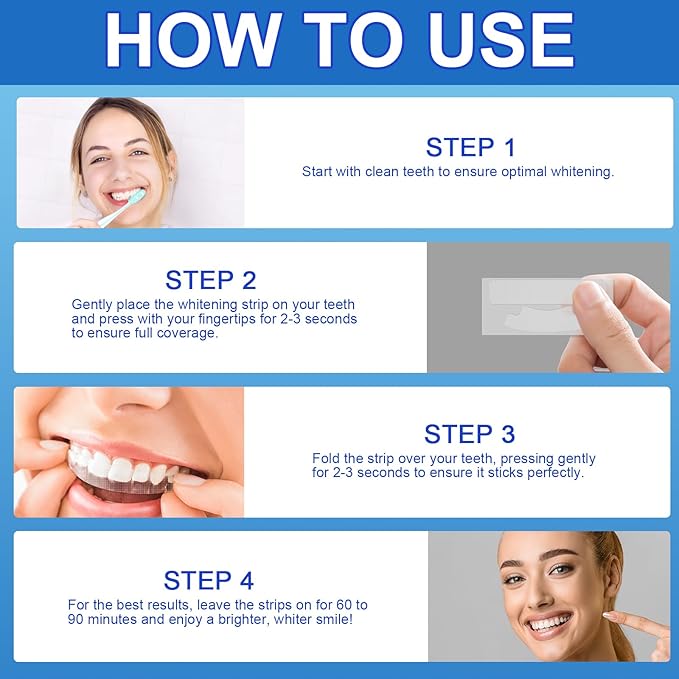 Sensitive Teeth Whitening Strips Kit - 28 Strips Whitener Safe Whitestrip,14 Treatments Sodium Hydroxide Teeth Whitener for Coffee, Wine, Tobacco, and Other Stains