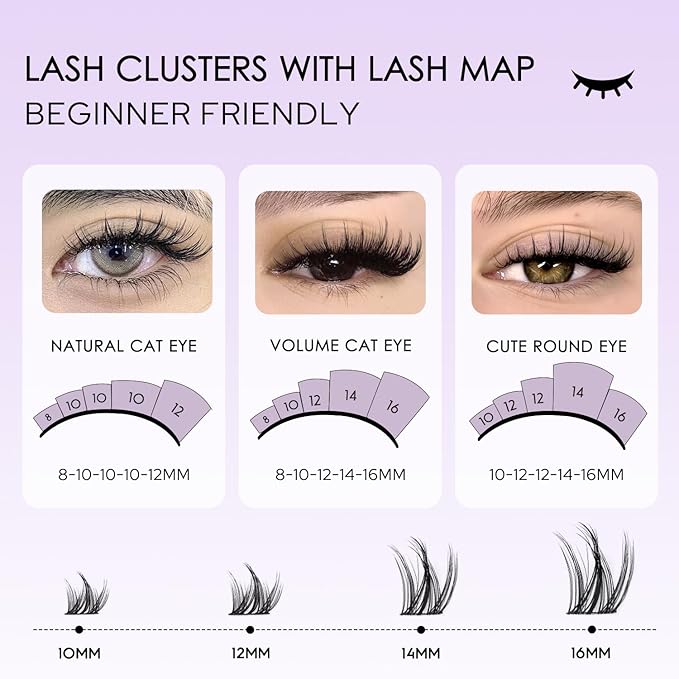 Natural Lash Clusters Manga Lash Clusters 8-16mm Cluster Eyelash Extensions Eyelash Extension Individual Lash Wispy Eyelashes Clusters