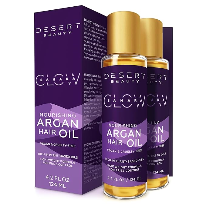 Argan Oil, 4 oz, Hair Oil Treatment for Dry Damaged Hair, Leave-in Conditioner, Hydrating, Strengthens, Natural, Cruelty Free (2 Pack)
