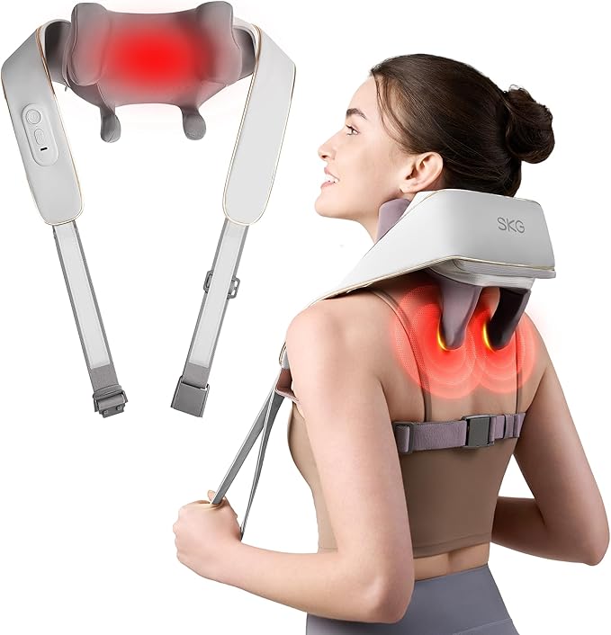 SKG Neck Massager with Heat for Pain Relief, Deep Tissue 6D Kneading, Cordless Neck and Shoulder Massager Valentine Pick for Men and Women, Family and Friends