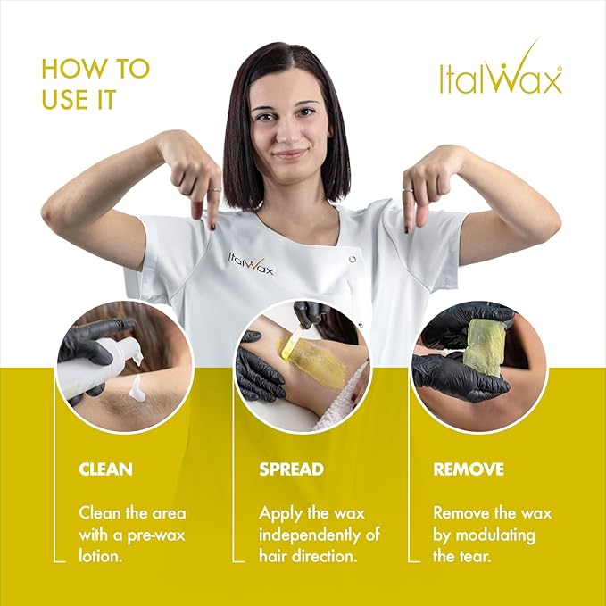 Italwax Top Line Argan Hard Wax 1.65lb (750g) – Fast-Drying Transparent Flou Yellow Gel Enriched with Argan Oil and Argan scent, Strong Adhesion for Face, Underarms & Back – Made in Italy