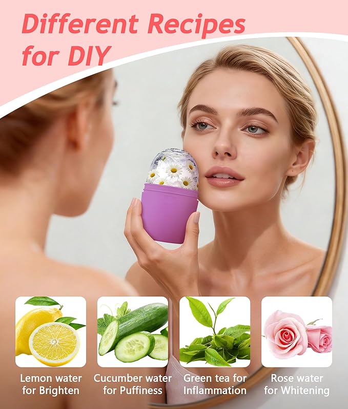 Ice Face Roller - Ice Roller for Face Silicone Mold Reusable for Women Face Eye Neck Naturally Conditioning and Skin Care,De-Puff Eye Bags,Reduce Migraine Pain,Face Massager (1PK+2PP)