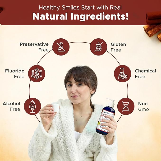 Dale Audrey Nano Hydroxyapatite Mouthwash Oil Pulling for Teeth and Gums | Cinnamon Flavored Organic Mouthwash for Bad Breath | Essential Oils for Teeth Whitening & Fresh Breath Natural Mouthwash 8 oz