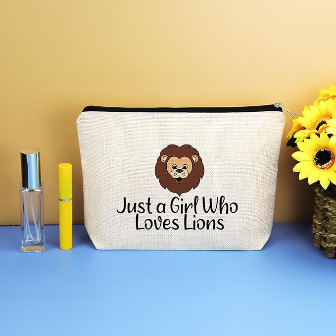 Lion Lover Gift Makeup Bag Lion Gifts for Women Cosmetic Bag Animal Lover Gift Lion Inspire Gift Birthday Christmas Graduation Gifts for Daughter Sister Best Friend Friendship Gift Travel Toiletry Bag