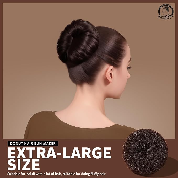 Teenitor Hair Bun Maker for Women, 4 Pcs Brown Ballet Buns in 4 Sizes, Hair Donuts