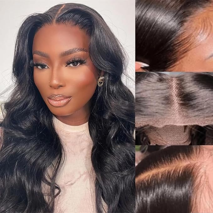 Wear and Go Glueless Wig Human Hair Upgraded Body Wave, 6x4 Glueless Wigs Pre-Plucked Pre-Cut HD Lace Ready to Wear, 180% Density No Glue Lace Front Closure Wigs for Women 26 inch