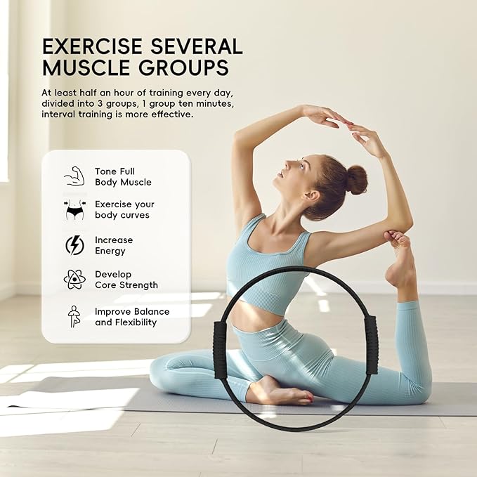 Yoga Pilates Resistance Ring for Leg and Butt Training, Portable Exercise Equipment with Anti-Slip Silicone, Home and Office Workouts, Postpartum Toning