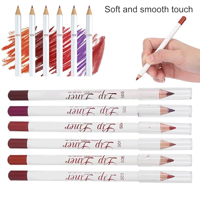 6pcs Lip Liner, Professional Waterproof Matte Long Lasting Long
