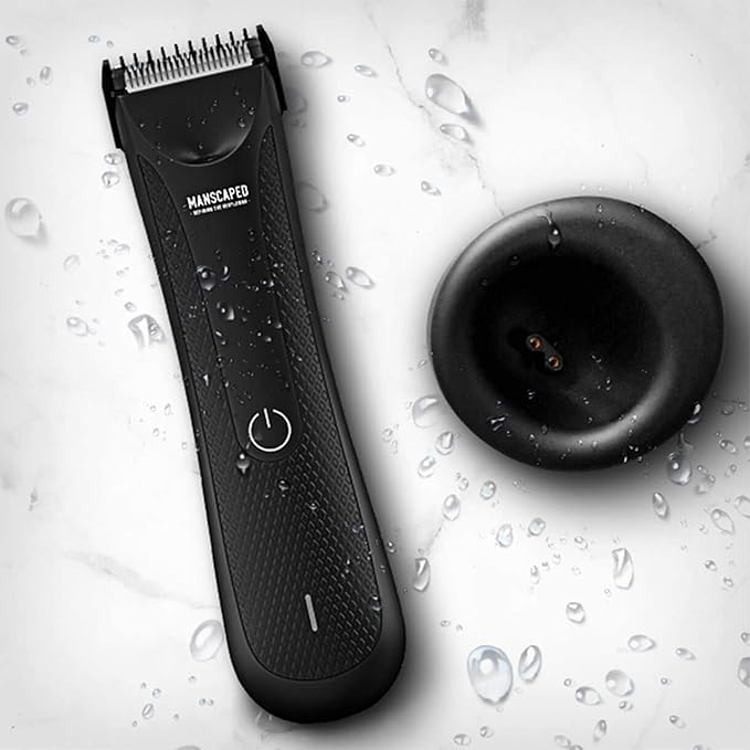 MANSCAPED® Electric Groin Hair Trimmer, The Lawn Mower® 3.0, Replaceable Ceramic Blade Heads, Waterproof Wet/Dry Clippers, Standing Recharge Dock, Ultimate Male Body Hair Razor