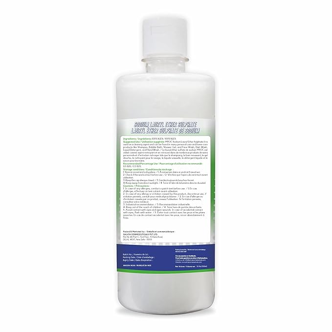 MYOC Sodium Lauryl Ether Sulphate (500 ml / 16.9 fl oz) - Cosmetic Grade Liquid Surfactant for Shampoos Body Washes Cleansers & DIY Formulations