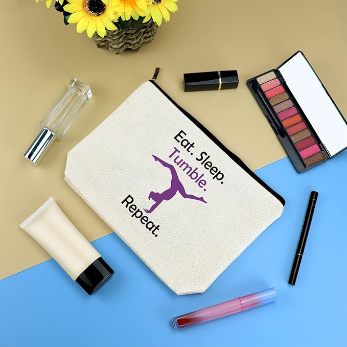 Gymnastics Team Gifts Makeup Bag Gymnastics Lover Gift Inspirational Gift for Gymnast Gymnast Quote Encouragement Gift for Women Girls Gymnastic Coach Birthday Gifts Cosmetic Bag Makeup Pouch