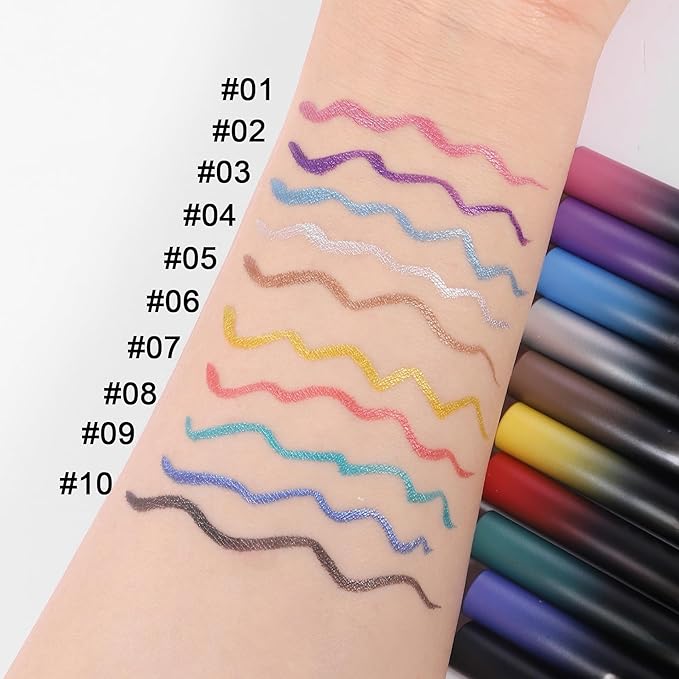 waterproof eyeliner metallic satin finish liquid eye liner pencil colorful high pigmented Red