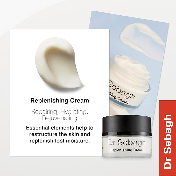 Dr Sebagh Replenishing Cream (1.7 fl oz) - Repairing & Hydrating Moisturizer - Facial Moisturizer for Dry Skin - Vitamin E, Retinol & Collagen Cream for Face - Soothes & Restores Radiance