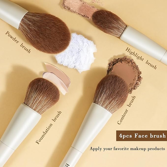 BEILI 15-Piece Makeup Brush Set, Premium Synthetic Bristles, Foundation Powder Contour Blush Concealer Eye & Blending Brushes, Elegant Full Face Collection