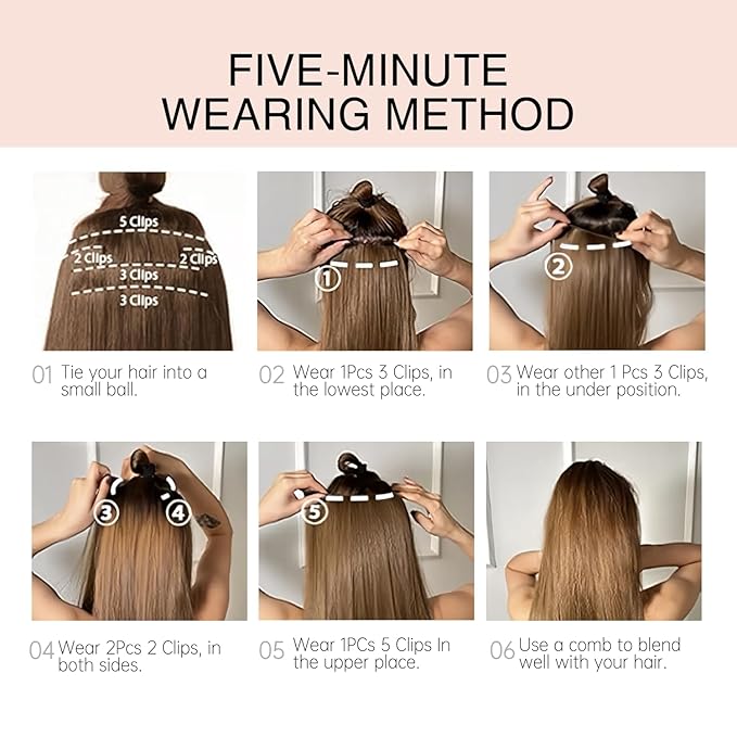 Burgundy Clip in Extensions 26 Inch Long Invisible Thick Synthetic Extension Straight Clips on Hair Pieces 5PCS Soft and Not Easily Knotted Hairpieces for Women Weddings Party Daily Use 8.1 Oz