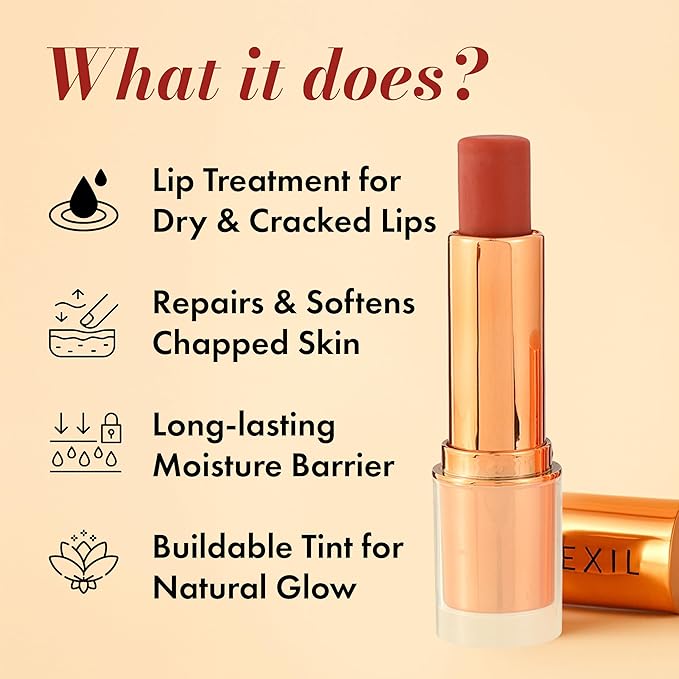 Clinexil Tinted Lip Balm – Hydrating Lip Tint with Cold-Pressed Oils, 10% Squalane & Ceramides – Natural Color, Moisturizing Lip Butter for Soft Lips – Clean, Non-Toxic Lip Care for Women – 001 WN