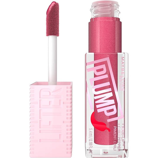 MAYBELLINE Lifter Gloss Lifter Plump, Plumping Lip Gloss with Chili Pepper and 5% Maxi-Lip, Mauve Bite, Sheer Mauve, 1 Count